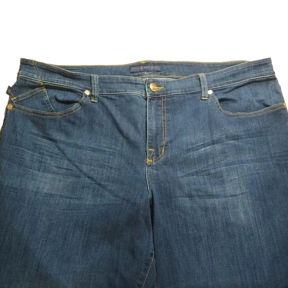 Rock Republic Wide Leg Jeans Kasandra Blue Stretch Denim 24/26W Size 46/29